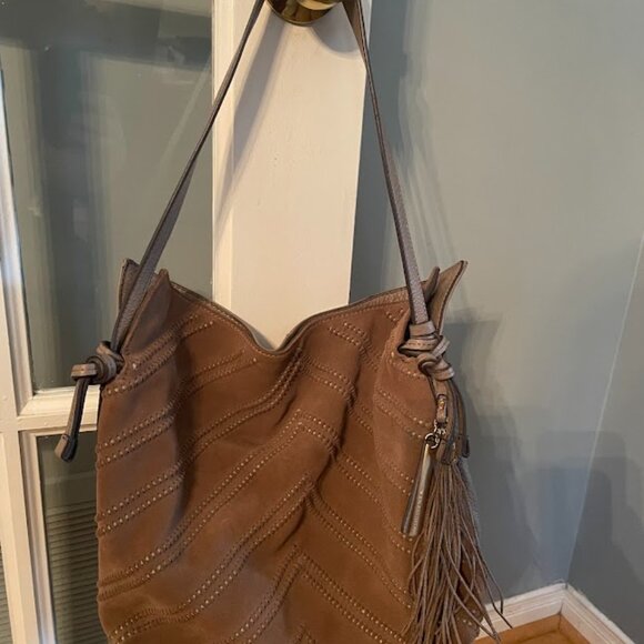 Nella Leather and Suede Hobo Bag Vince Camuto, Mink color - Picture 7 of 16